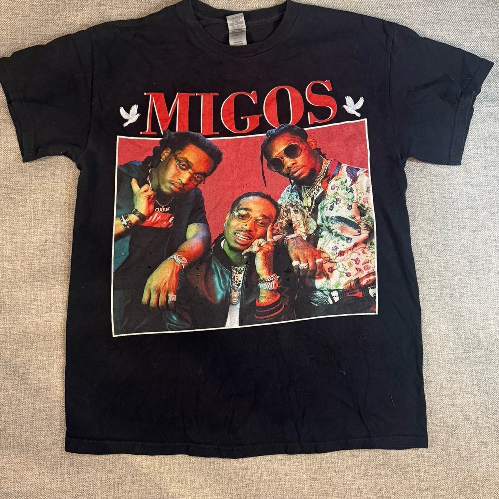 Migos Graphic T Shirt Men's XL Black‎ Rap Hip Hop Band Tee Streetwear